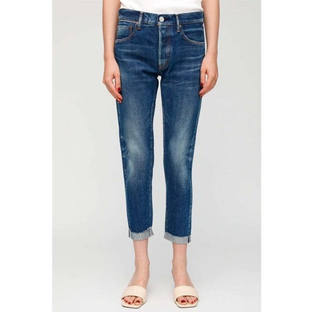 Moussy Vintage Wilbur Tapered Jeans Women 30 Blue Selvedge Mid Rise Denim Japan
